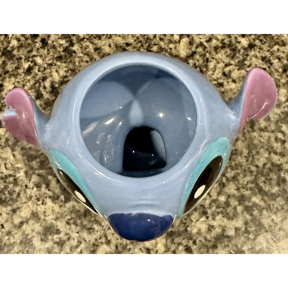 Disney 20oz 3D Blue Stitch Shaped Mug Sitting Figure Silver Buffalo Cup